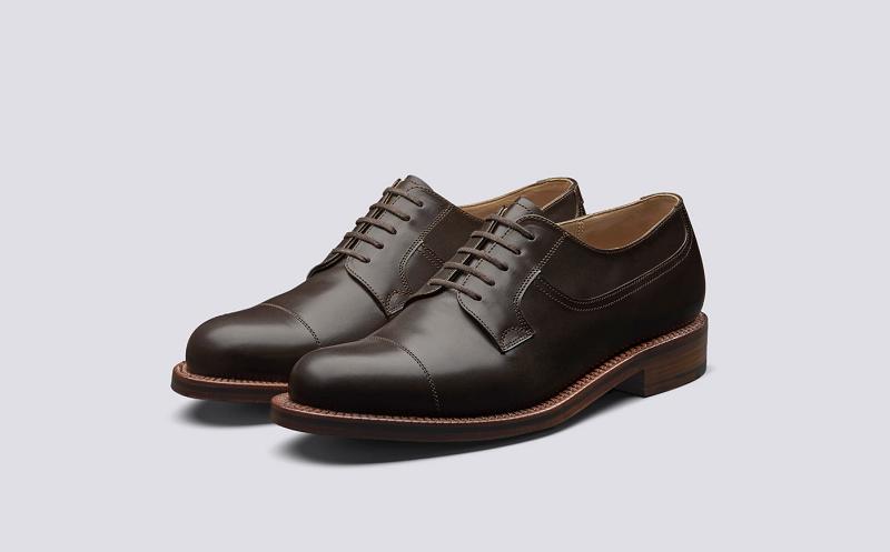 Grenson Shoe No.10 Mens Derby Shoes - Brown Aniline Leather TE5731